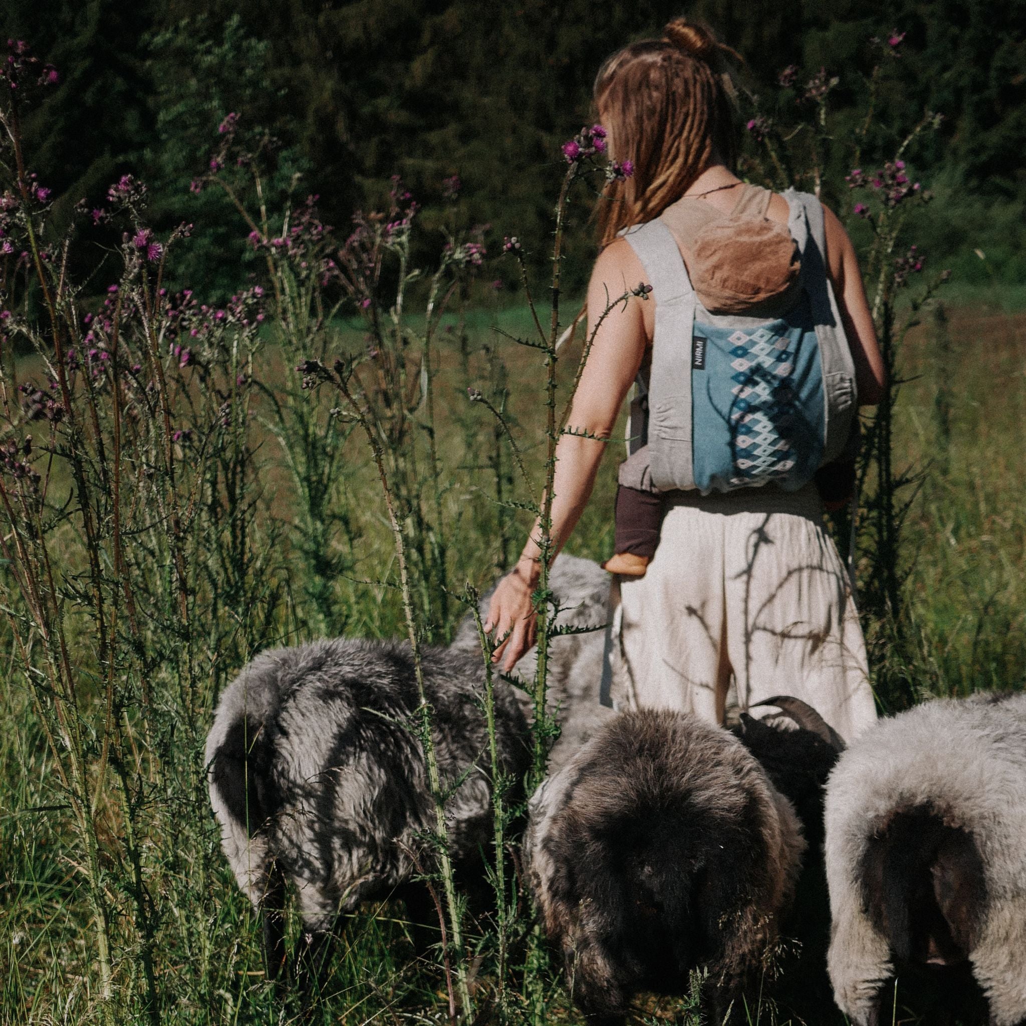 NIRMI Babytrage aus Leinen & Wolle, mit Patch Cholbil (Mexiko)