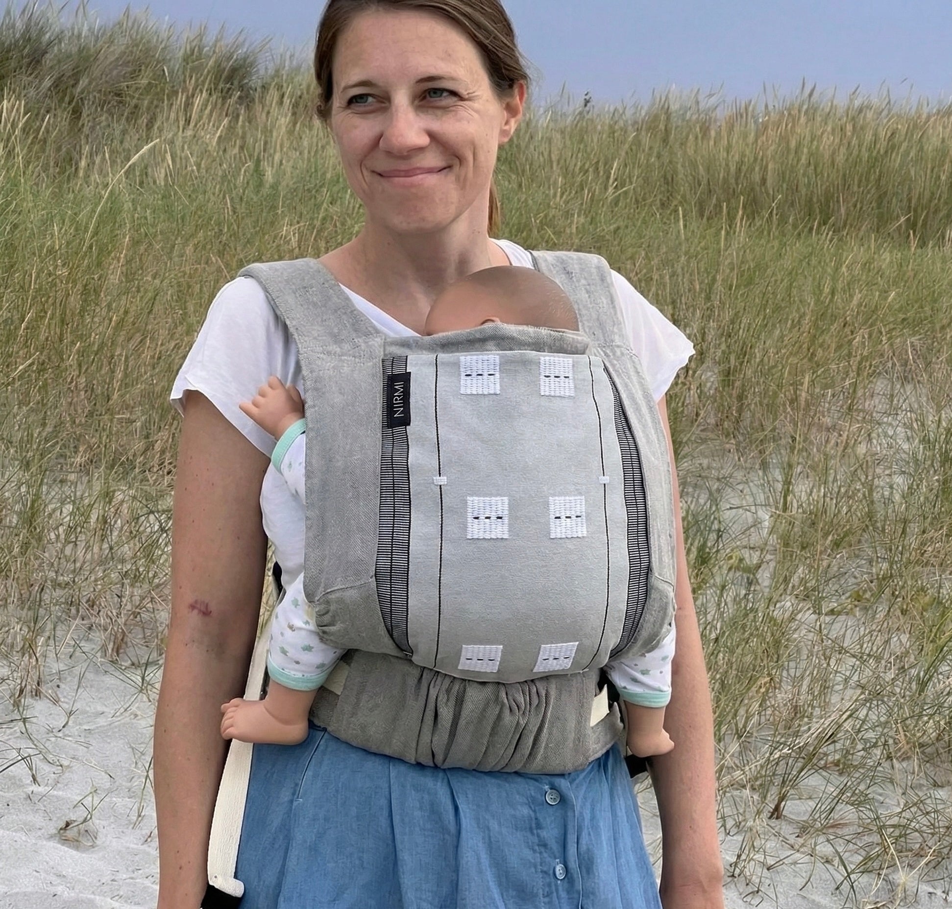 NIRMI Babytrage aus Leinen & Wolle, mit Patch Xchup Loxa (Mexiko)