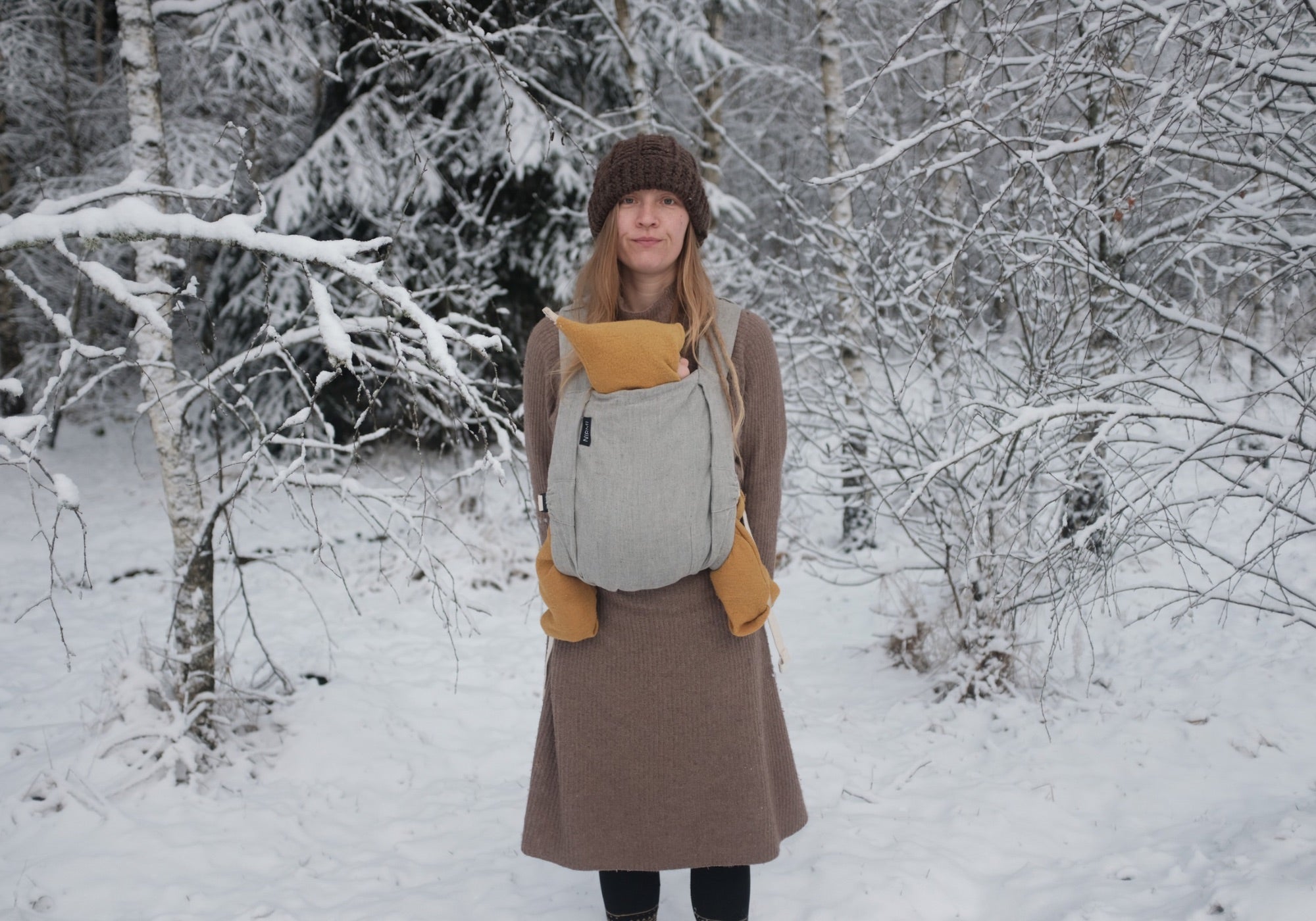 Babytrage NIRMI PURE aus Leinen & Wolle | ohne Impact Patch