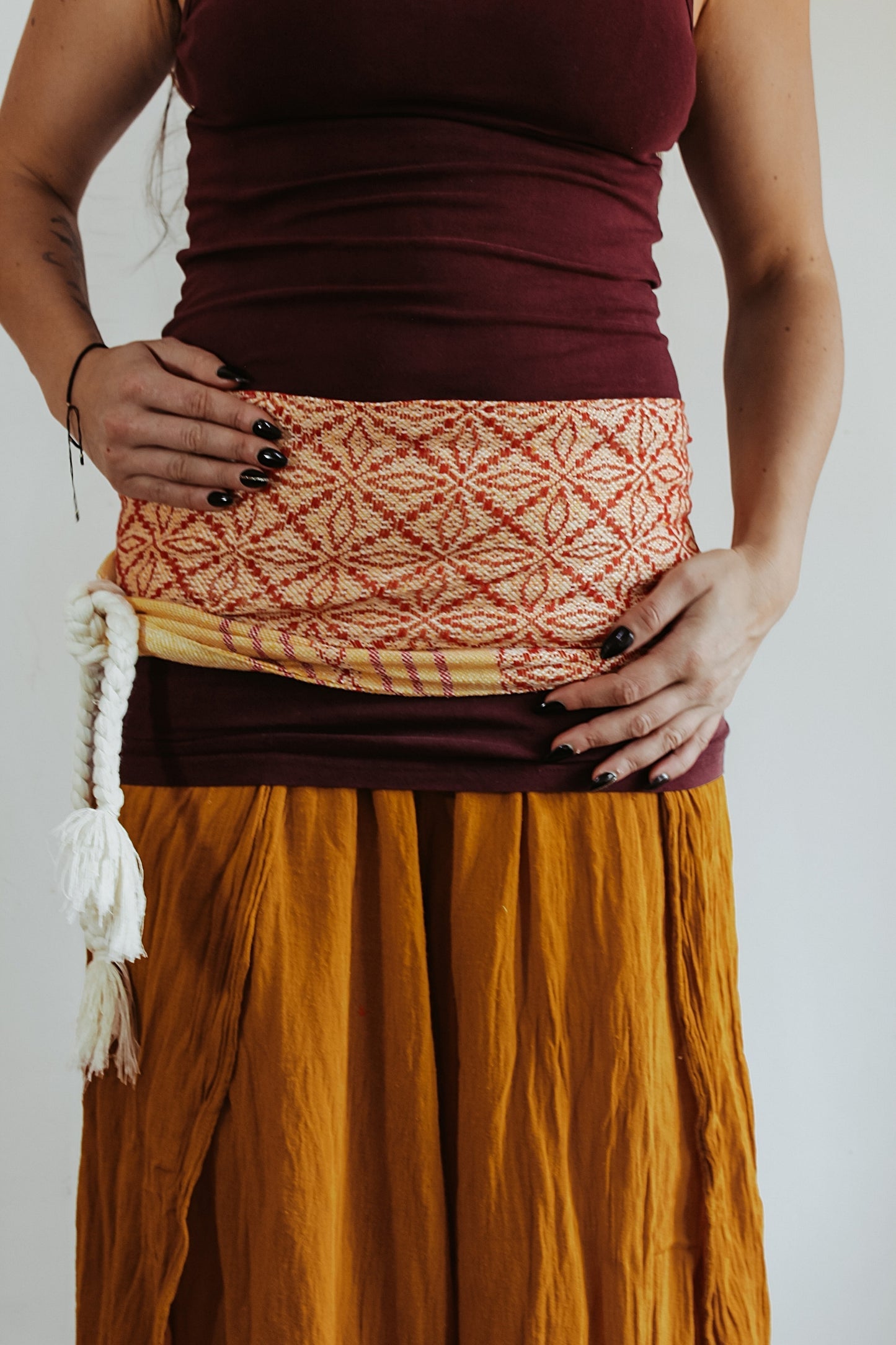 Mexikanische Light Faja "Calendula" stützender Bauchgürtel, Wärmegürtel handgewebt