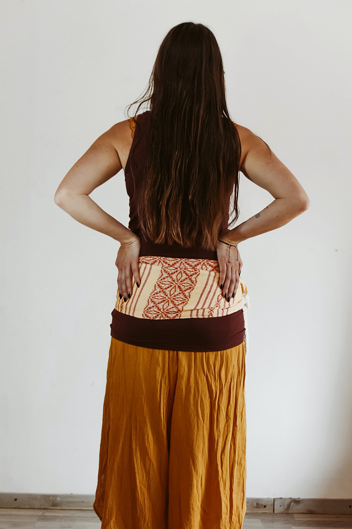 Mexikanische Light Faja "Calendula" stützender Bauchgürtel, Wärmegürtel handgewebt