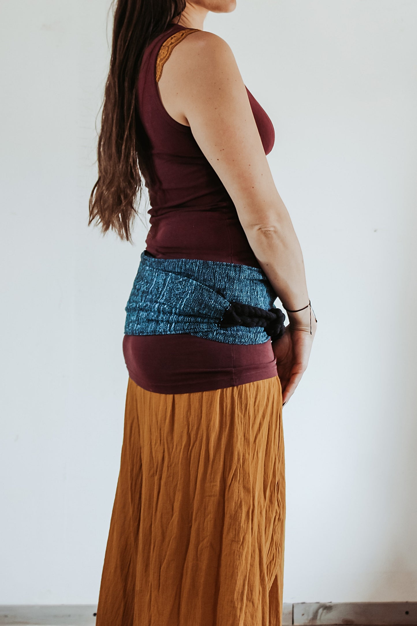 Mexikanische Light Faja "Cenote" stützender Bauchgürtel, Wärmegürtel handgewebt